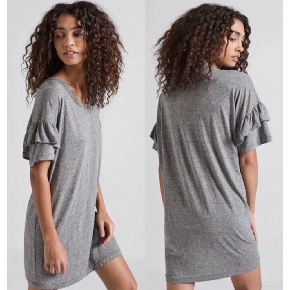 CURRENT ELLIOTT The‎ Ruffle Roadie Dress Heather Grey Made in USA Size 2
